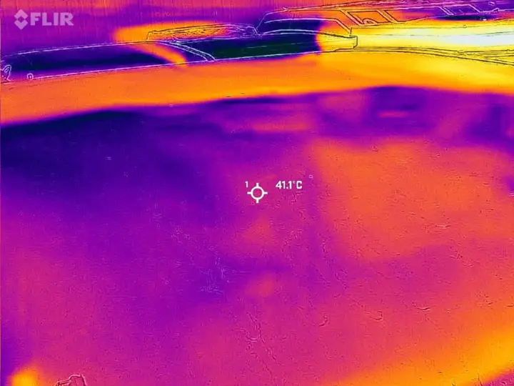 A passenger bus cabin thermal with regular paint showing how hot the skin gets.